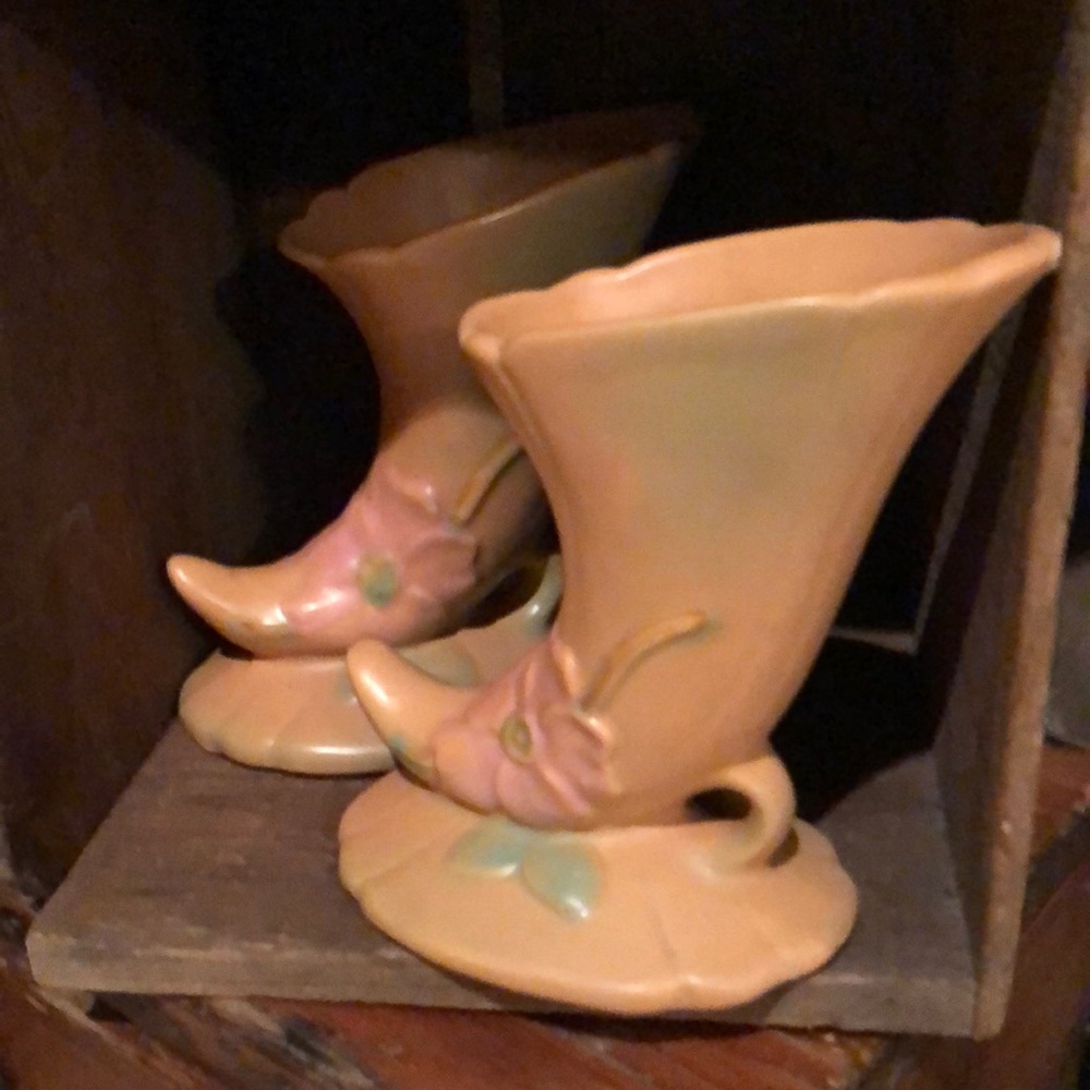 Vintage Weller Pottery Cornucopia pair